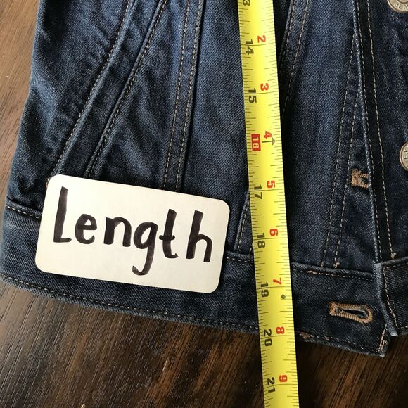 Express Indigo Blue Denim Jean Sleeveless Trucker Vest Pockets NWOT XS - Picture 8 of 10